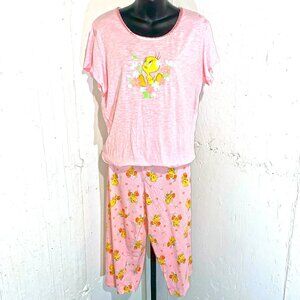 Vintage Y2K Tweety Bird Looney Tunes Pajama Set Size XL (16/18)